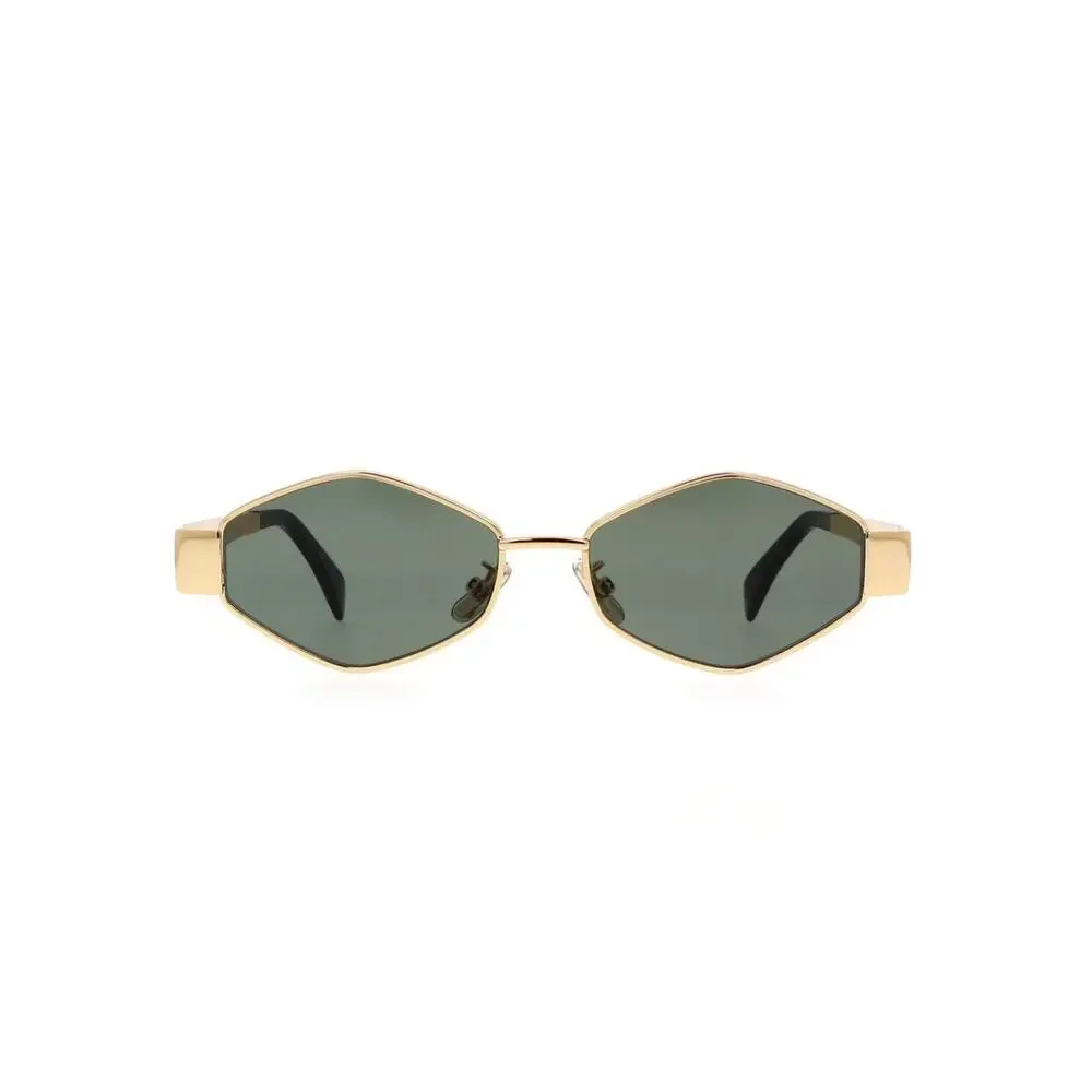 New Celine CL40254U 30N Sunglasses Gold Frame Geometric Shape Authentic